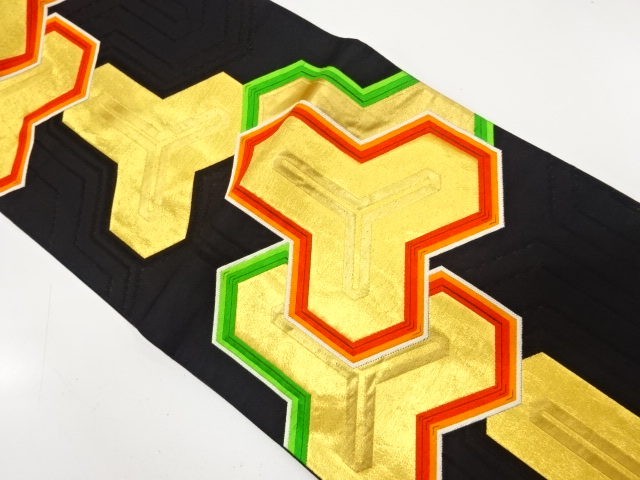 JAPANESE KIMONO / ANTIQUE KIMONO / SILK / WOVEN BISHAMON KIKKO PATTERN